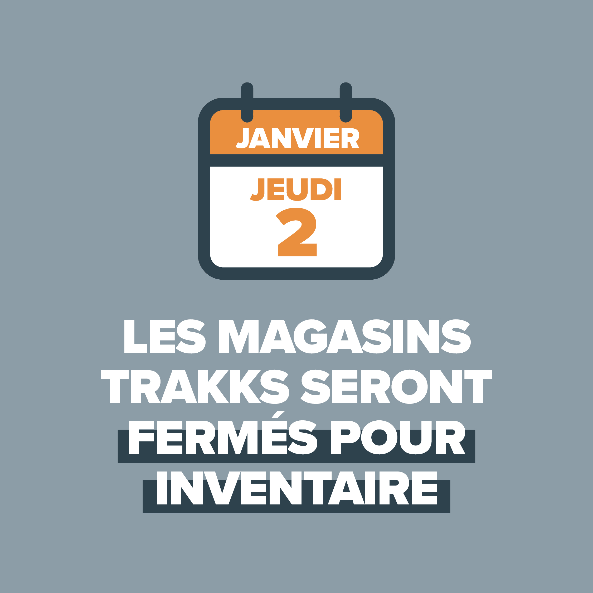 Ce 02 Janvier nous sommes fermés pour cause d'inventaire